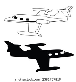 small private jet plane black and white