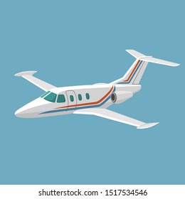 Small Private Jet Vector. Business Jet Illustration. Luxury Twin Engine Plane