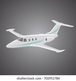 Small private jet vector. Business jet illustration. Luxury twin engine plane