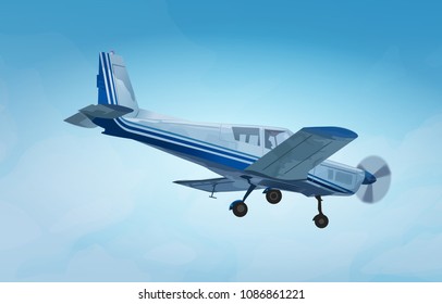 Kleines Privatflugzeug auf rosafarbenem Hintergrund