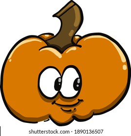 Small pumpkin with eyes , illustration, vector on white background