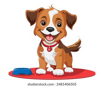 small puppy dog flat cartoon vector illustration isolated on white background