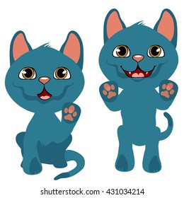 Small purebred blue kitten wants to play. Vector illustration.