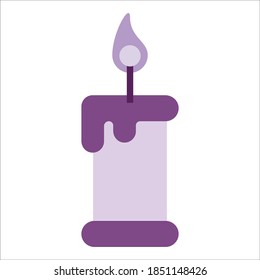 small purple candle with flame