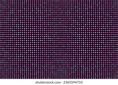 Small purple glowing circles on a black background. Simulation of a video wall, digital LED screen. Vector illustration. Seamless pattern.