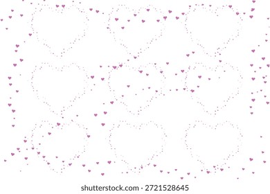 Pequeños corazones púrpuras flotando sobre un fondo blanco
