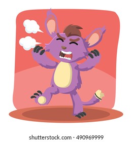 small purple monster angry vector illustration design