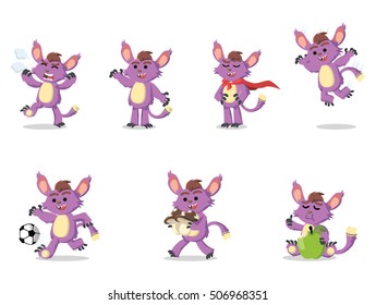 small purple monster set illustration design
