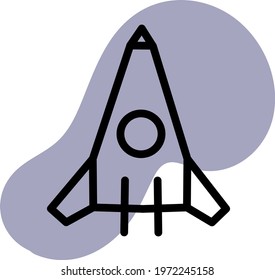 cohete morado pequeño, ilustración de icono, vector sobre fondo blanco