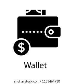 
A small purse having cash inside and a dollar sign aside depicting wallet 
