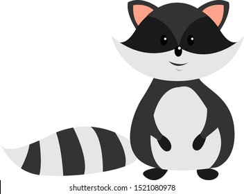 Small raccoon, illustration, vector on white background.
