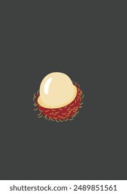 A small rambutan fruit on a dark grey background