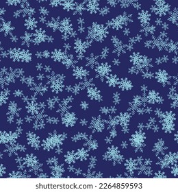 Small Random Dot. Blue Vector Frame Ball. White Seamless Fun. Round Flake Background. Irregular Night Falling. Abstract Fashion Christmas. Vector Snow Color. Sky Confetti Dot. Pattern Cool Design.