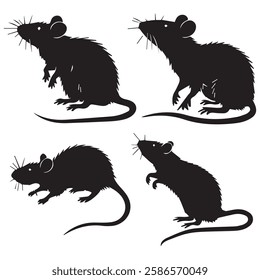 Small Rat Silhouettes Collection vector Illustration