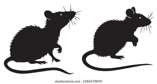 Small Rat Silhouettes Collection vector Illustration