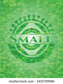 Small realistic green emblem. Mosaic background. Vector Illustration. Detailed.