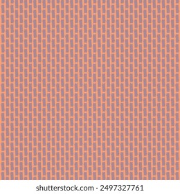 Small rectangular indigo shapes arranged linearly vertically on a red surface. Retro or modern textile design. Repeating geometric pattern. Vector artwork.