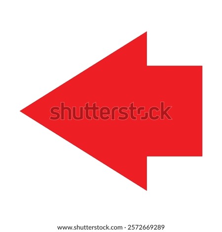 Small Red Arrow Symbol Isolated on White Background.