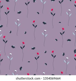 small red and blue flower seamless pattern