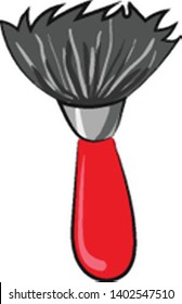 A small red brush to put blush , vector, color drawing or illustration.
