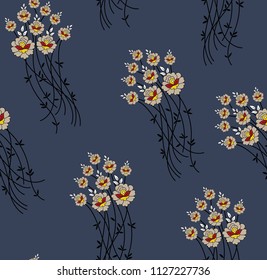 small red  bunches flowers pattern on grey background