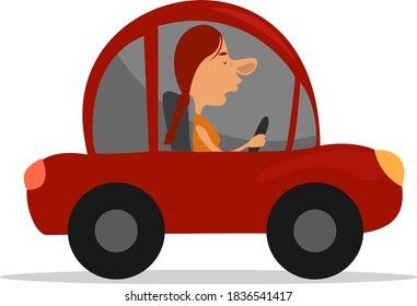 Small red car, illustration, vector on white background
