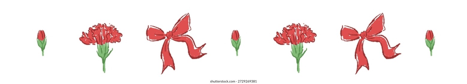 Kleine rote Nelke Blume Linie Vektor