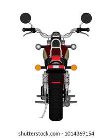 Small red classic chopper look. Vector color illustration with contour lines