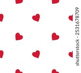 Small red cute and trend hearts on white background seamless pattern for Valentine