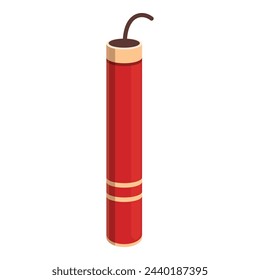 Small red dynamite icon cartoon vector. Safety petard. Explosion carnival
