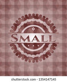 Small red emblem or badge with abstract geometric polygonal pattern background. Seamless.