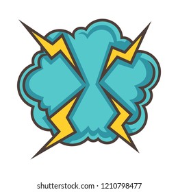 Small red explosion with clouds isolated vector illustration on white background.