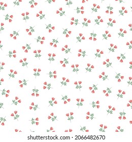 Small red flower seamless pattern