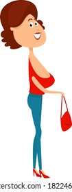 Small red handbag, illustration, vector on white background