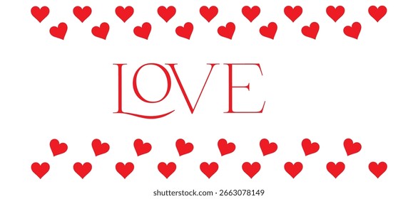 Small Red Heart mini design with love typo. Background card, congregation day party, and birthday celebration design. Red Heart holiday and love Emotions. Decorative design. 