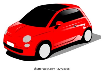 Small Red Italian Car Isolated On A White Background