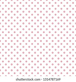 Small red outlined circles pattern on a white background. Vector graphic. Print for texture, textile, tiles, wrapping paper. Dotted background. Polka wallpaper. 
