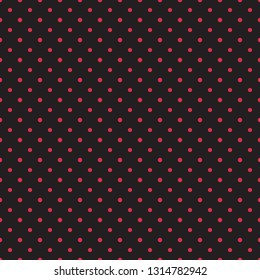 Small red polka dot pattern on black background. Vector graphic.