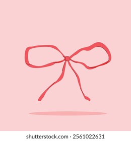 small red ribbon on isolated background. decorative and fashion ornament, for poster and web icon