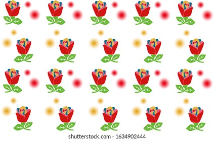 Small red rose and dot pattern background illustration.