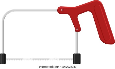 Small red saw, illustration, vector on a white background.