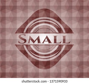 Small red seamless emblem with geometric pattern background.