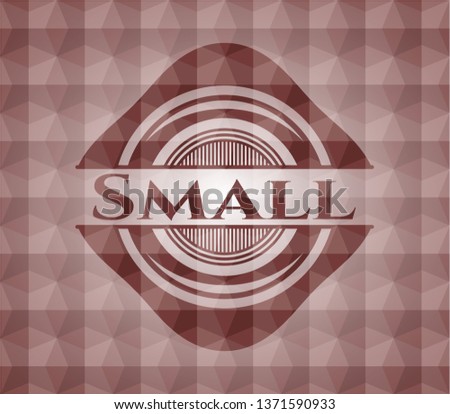 Small red seamless emblem with geometric pattern background.