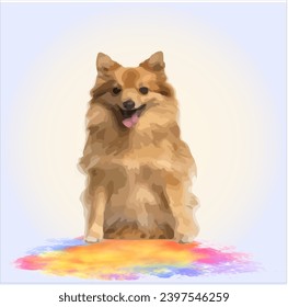 small red vector dog postcard set