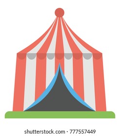 
A small red and white garden tent
