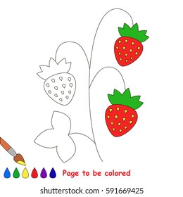 Small Red wild Strawberry, the coloring book to educate preschool kids with easy gaming level, the kid educational game to color the colorless half by sample.