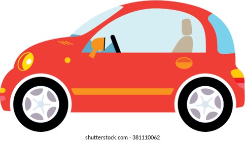 Small red woman Car illustration. vector