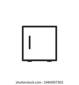 Small refrigerator, linear style icon. Symbol for compact or mini fridge. Editable stroke width.
