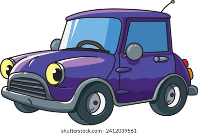Small retro car with eyes. Vector illustration