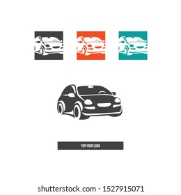 Small retro car in the style of brush strokes.
